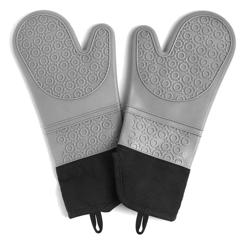 Heat Resistant Kitchen Gloves Oven Mitts 1 Pair of Quilted Thick Lining 