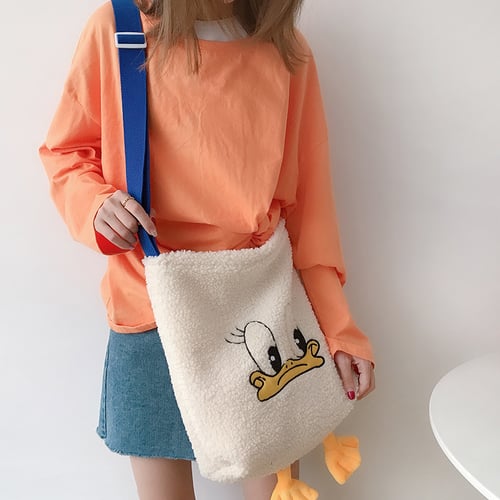 Fashion Women Shoulder Bag Plush Totes Leopard Cartoon Messenger Handbag Satchel