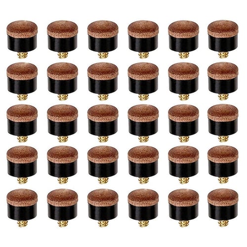 Nrpfell 30Pcs Pool Billiards Snooker Cue Tips 10mm Brass Ferrules Billiards Accessories Without Teeth 