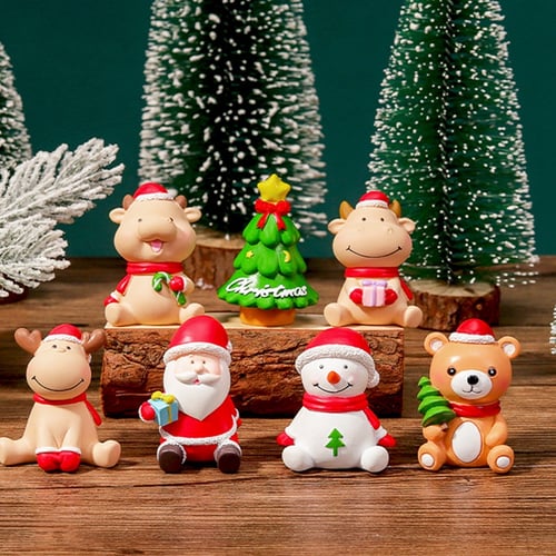 Decor Miniature Animal  Christmas Doll figurines Resin Statue Mini Craft 