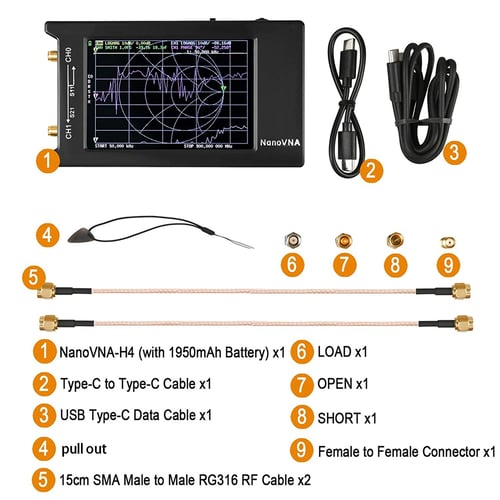 Nanovna H4 Vector Network Analyzer Kit 10khz 1.5ghz HF VHF UHF Antenna Analyzer for sale online 