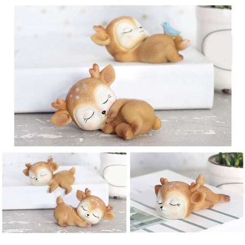 6Pcs Deer Figurines Lovely Fawn Ornament Highly Detailed Realistic 
