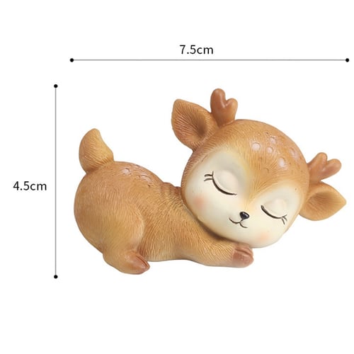 6-pack Cute Resin Miniature Baby Deer Sleeping Figurines Ornaments Crafts 