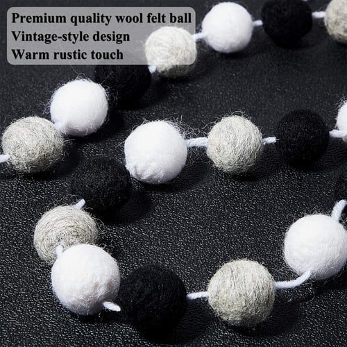 Wool Felt Ball Garland Props Handmade 30PCS Hanging String Pom Pom Craft 