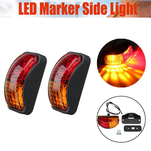 4x Universal 3.9" 3LED Amber Side Marker & Clearance Light 12V Indicator Lamp