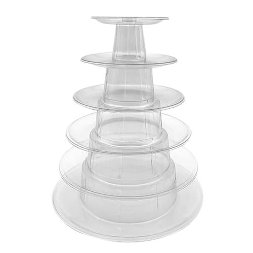 6 Tiers Round Macaroon Tower Stand Cake Acrylic Birthday Wedding Display Tower 