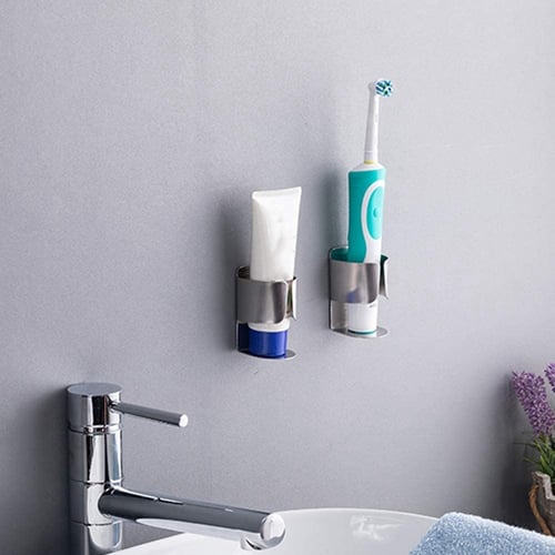 Cup Rack Household Stainless Steel Wall Mount Self-adhesive Toothbrush Holder 