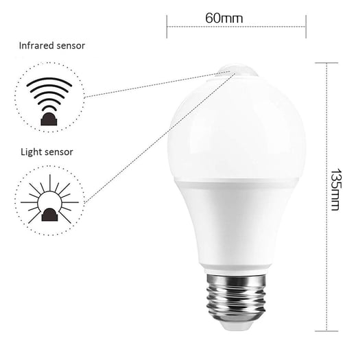 12w Motion Sensor Light Bulb Outdoor, Indoor Motion Light Bulbs