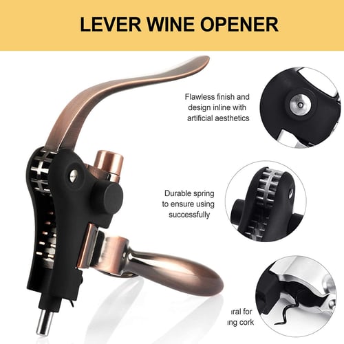 Gold Wine Bottle Opener Manual Opener with Foil Cutter Lever Wine Opener Corkscrew Set Wine Opener Kit Rabbit Wine Bottle Opener Corkscrew Set Stopper Wine Pourer and Spiral Gift Box