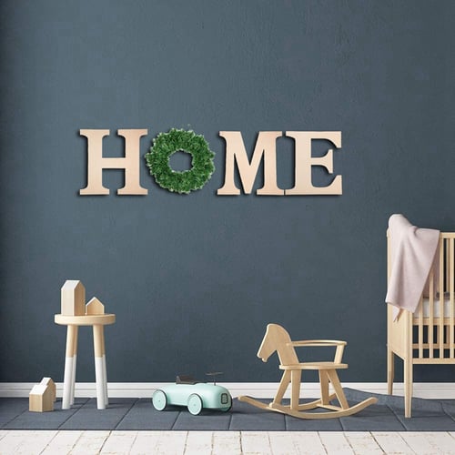 Wooden Home Letters Decoration With Garland Wall Hanging Sign For Decor - Home Decor Wooden Wall Letters