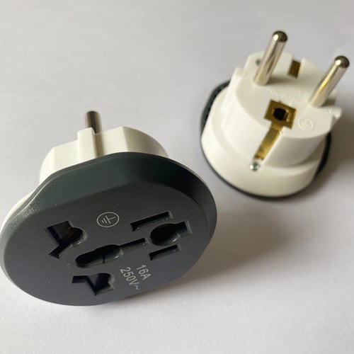 AC 250V 16A 2 Round Pin EU Plug Converter Socket Wall Socket Travel Adapter 
