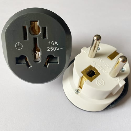 AC 250V 16A 2 Round Pin EU Universal EU Plug Converter Socket AU US UK CN