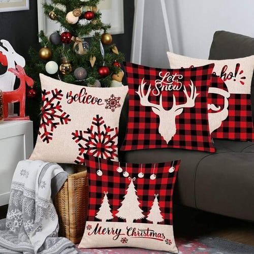 Christmas Snowman Santas Throw Cushion Cover Pillow Case Sofa Xmas Home Decor