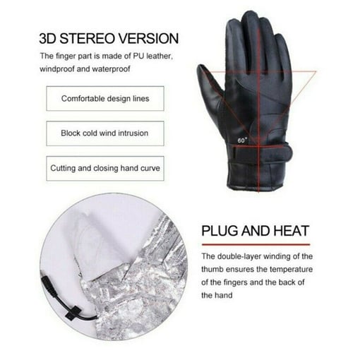 Electric Heated Gloves Warmer Hand USB Rechargeable Outdoor Motorcycle Mittens 