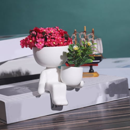 Mini Plant Pot Imitation Human Shaped Ceramic Small Flowerpot Succulent Planter 