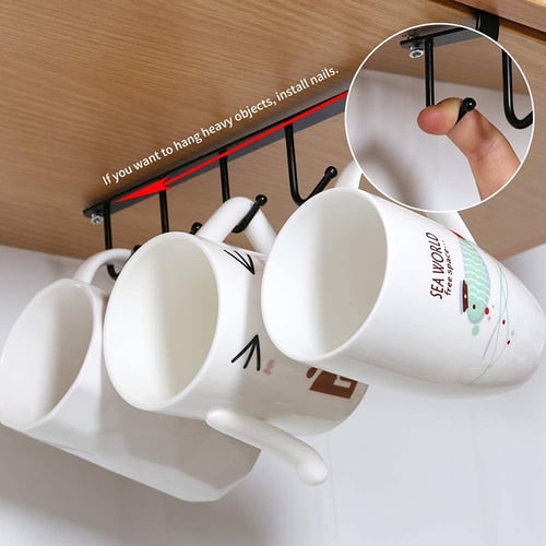 3 Pcs Under Shelf Coffee Cup Mug Holder Hanger Storage Rack Cabinet Hook Kitchen 