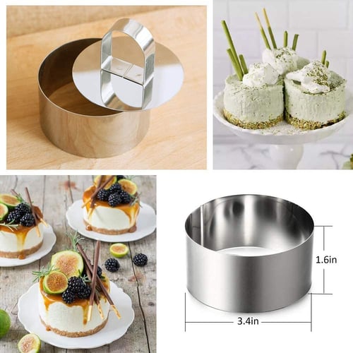 Cooking Rings with Pusher Stainless Steel Cake Ring Round Heart Mold Non Stick Plating Forming Cake Mold for Cooking Desserts Cake Mousse Heart Shape