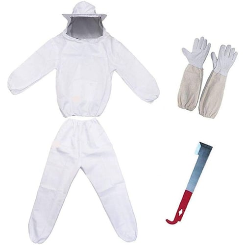 Beekeeping Supplies Suit Bee Keeper Jacket Veil Suit & Gloves and Bee Hive Tool 