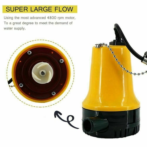 12V Submersible Water Pump Clean Clear Dirty Pool Pond Flood 1620GPH 6000L/H 