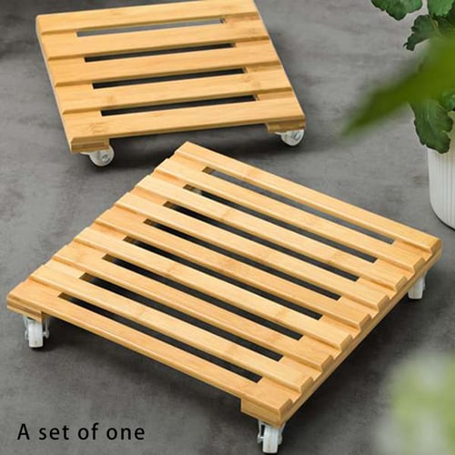 Bamboo Plant Stand With Wheels Mobile, Is Bamboo Wood Suitable For Outdoors
