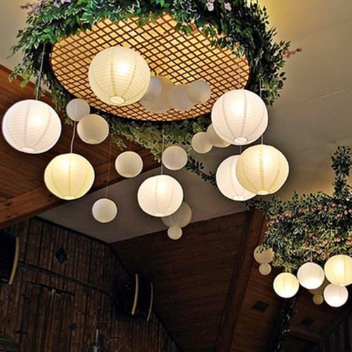 10 Pack Chinese Paper Lanterns Blue Lamps Set of 10 Party Lamps 15cm 6 inch 