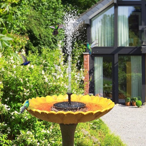 Bird Bath Fountain Solar Powered Water Pump Floating Outdoor Pond Garden Patio 