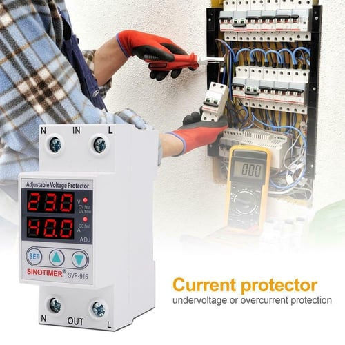 SVP-916 Household 80A Adjustable Voltage Surge Protector Limit Current Relay 