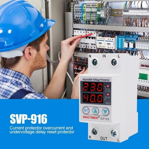 SVP916 Adjustable Voltage Surge Protector Relay 220V 40/63/80A Dual Display Home