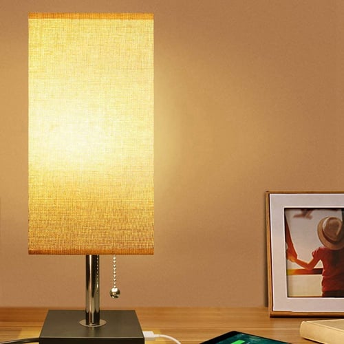Usb Bedside Table Lamp With 2 Fast Charging Port Convenient Pull Chain For Bedroom Living Study Room 1pcs Uk Plug S Usb Bedside Table Lamp With 2 Fast, Bedside Table Lamp With Usb Charging Port