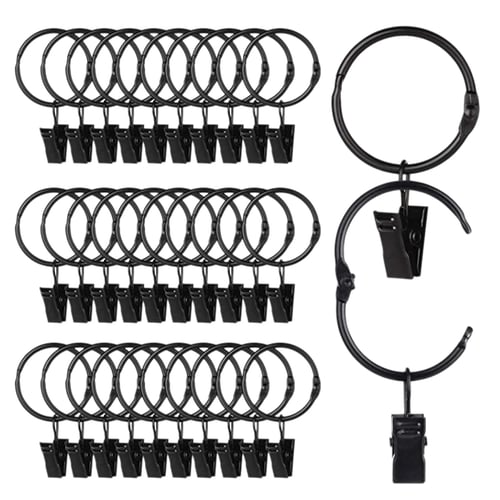 10PCS Rustproof Curtain Rods Hanger Rings Metal Openable Curtain Rings with Clip 