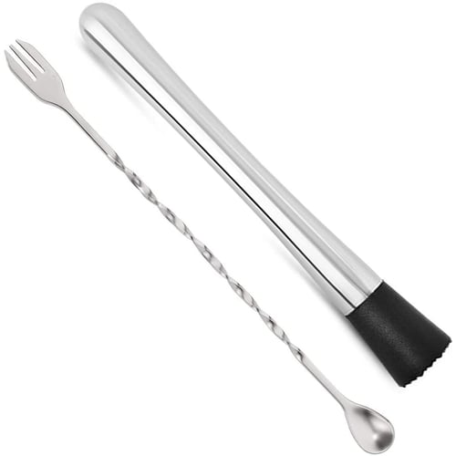 Stainless Steel Cocktail Muddler and Mixed Spoon Set Bar Tool for Mixed Drinks 