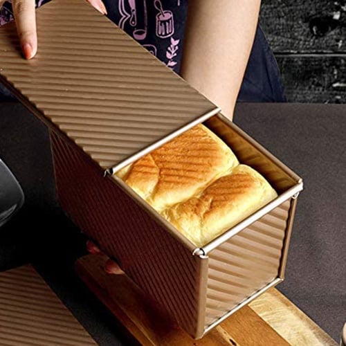 Golden Non-stick Mold Cake Loaf Toast Bread Home Baking Mould Pan Box with Lid 