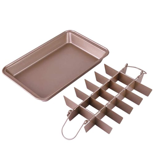High Carbon Steel 18-Lattice Brownie Baking Tray for for Oven Baking Slice Solutions Cake Bakeware Non Stick Brownie Pans with Dividers 