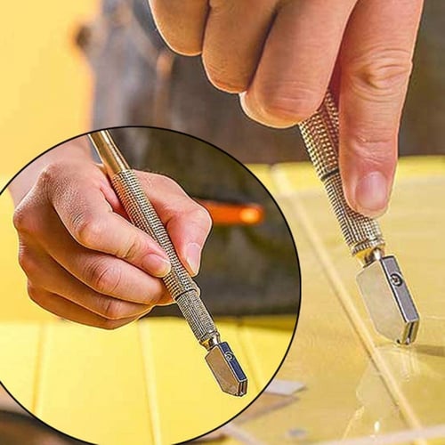 Diamond Antislip Metal Handle Steel Blade Oil Feed Glass Cutter Cutting Tools 