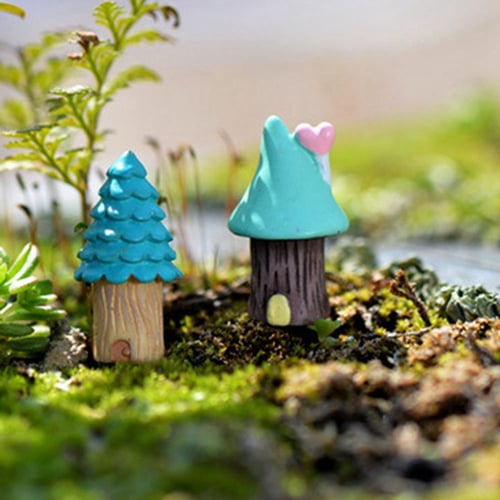 25pcs Vintage Blue House Miniature Craft Fairy Garden Ornaments Bonsai Landscaping Home Decoration Accessories S Reviews - Miniature Home Decor Items