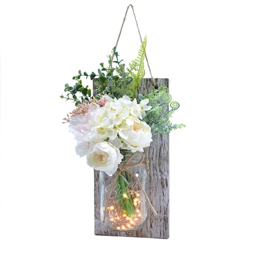 2pcs Planks Wall Decoration Country, Wall Hanging Flower Lamp