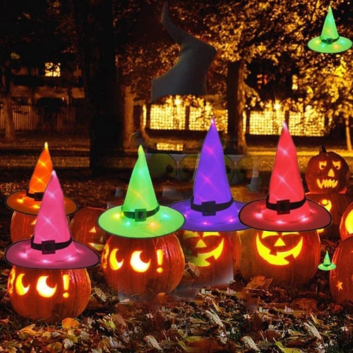 Halloween Lights String Decorations Hanging Lighted Glowing Witch Hat ​for Party Cosplay Outdoor Tree Yard Garden Glowing Witch Hat|Halloween Decorations