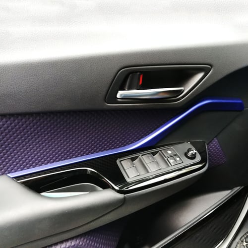 For Toyota C-HR CHR 2016-2019 Carbon Fiber Inner Door Armrest Decor Cover Trim