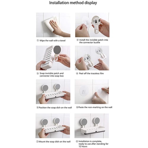No Drilling Soap Dish With Drain Wall, How To Install Bathtub Soap Dish