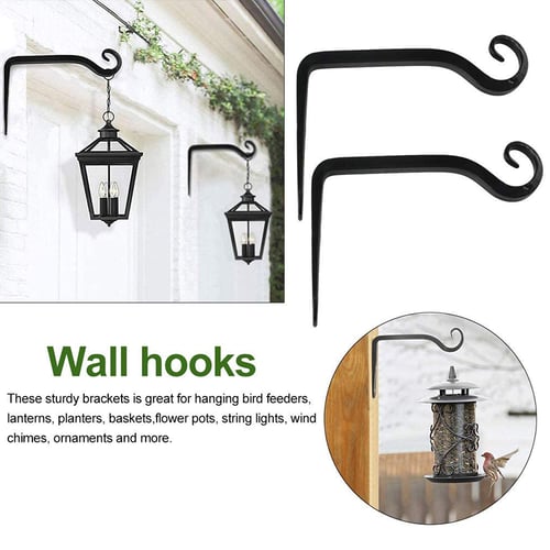 2Pcs Iron Wall Mount Flower Hook Hanging Plant Brackets Sturdy Indoor Outdoor 