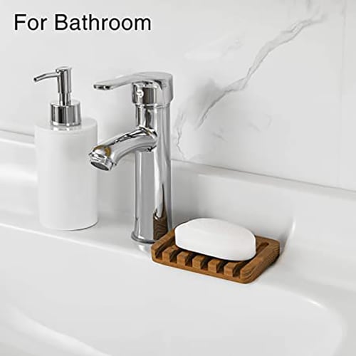 2Pcs Teak Soap Holder Dish for Bathroom Draining Tray Wooden Soap Case Holder 