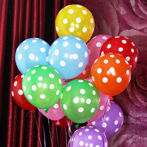 100 pcs 12" Latex Balloons with Polka Dots Wedding Birthday Party Decorations 