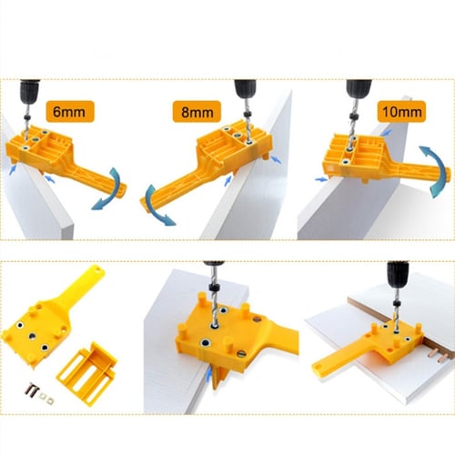 41X Handheld Woodworking Dowel Jig Set Wood Hole Locator Drilling Guide DIY Tool 