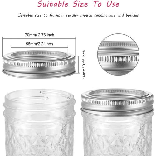 12set Regular Mason Jar Lids+bands Split-Type Canning Jar Lids with Leak Proof Silicone for Mason Jar Canning Lids 70mm