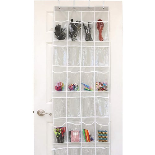 Simple Houseware 24 Pockets Large Clear Pockets Over The Door Hanging Shoe Organ 