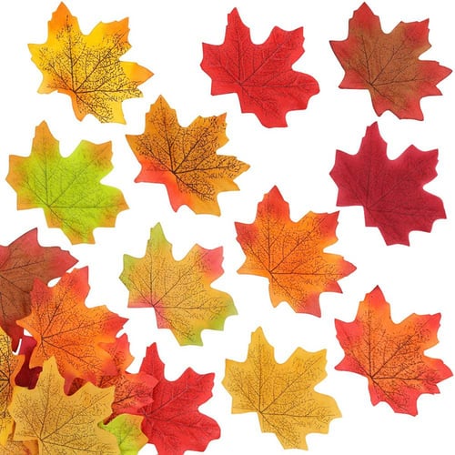 200Pcs Artificial Autumn Leaf Fake Maple Leaves Realistic Halloween Xmas Decor 
