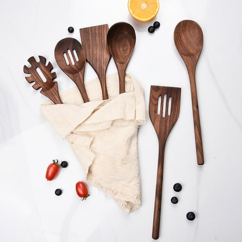 Non-Stick Spoons And Spatula 6PCS Teak Wooden Kitchen Cooking Utensils