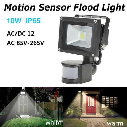 1X 10W LED PIR Motion Sensor Flood Light Cool White Outdoor Security Spot Lamp 