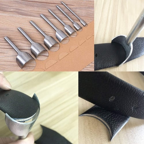 7X Leather Craft Half-Round Cutter Punch Strap Tools Belt Wallet End DIY 10-40MM