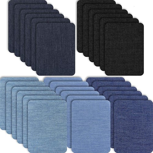 6Pcs Denim Iron on Sew on Fabric Patches Pants Jeans Patches Repair Kit 